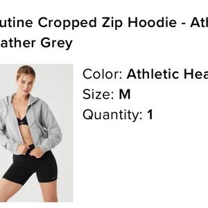 ALO Yoga Heather Grey Cropped Zip Hoodie